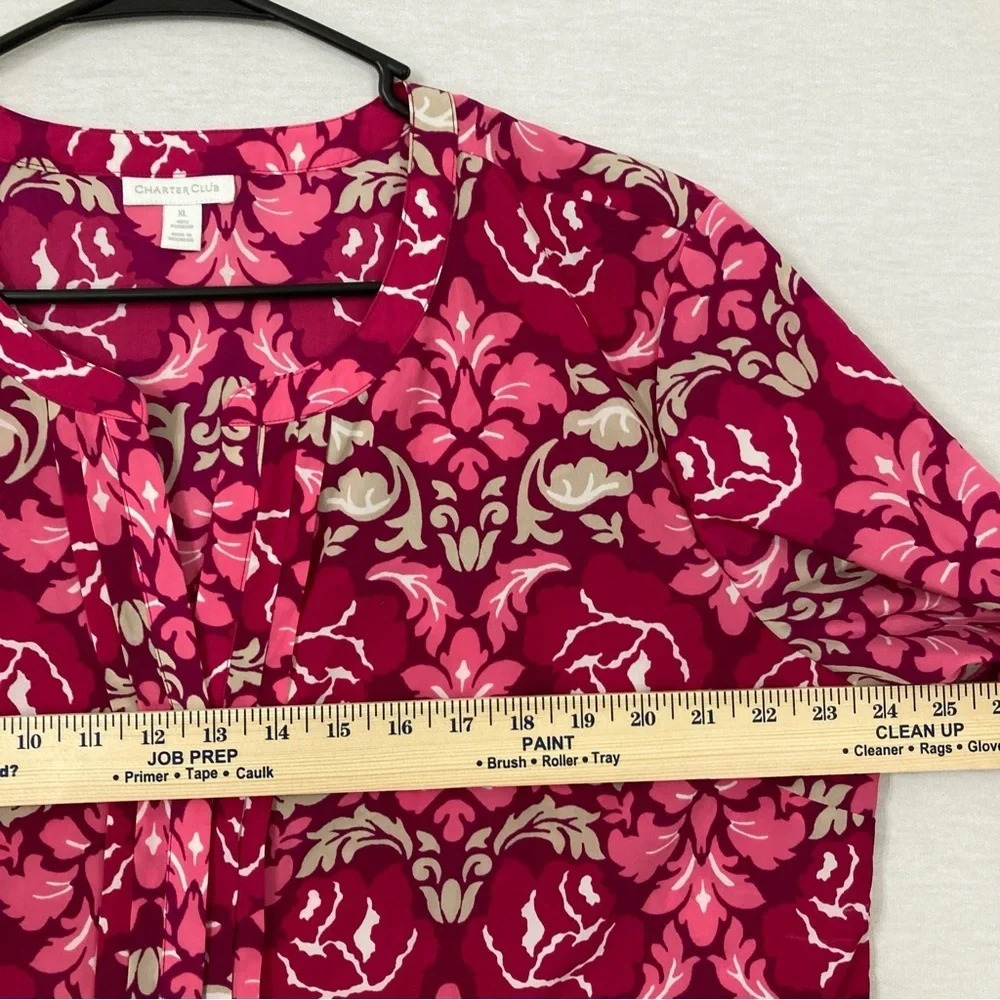 Charter Club Red Pink Long Sleeve Office Career Button Down XL - Picture 6 of 9